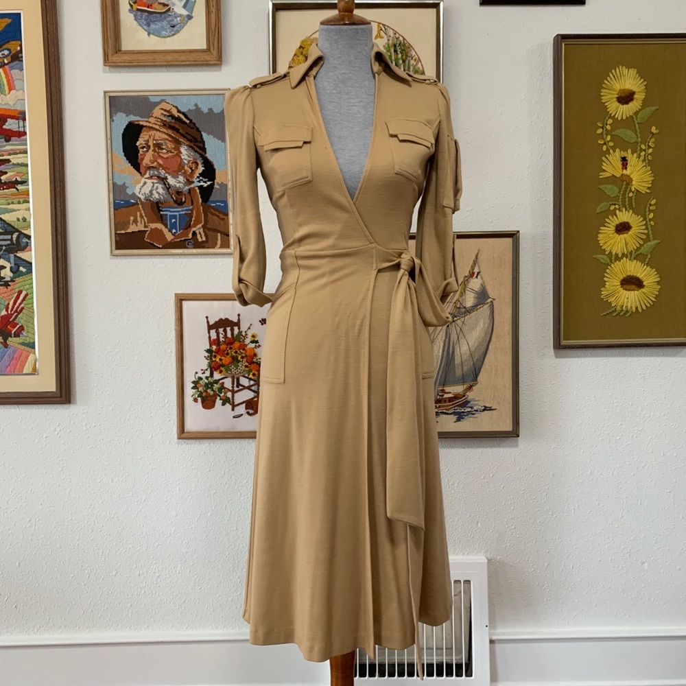 Diane Von Furstenberg camel wool wrap dress